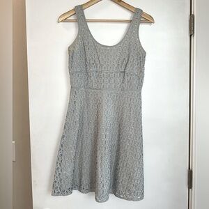 LOFT Light Gray Eyelet Midi Dress